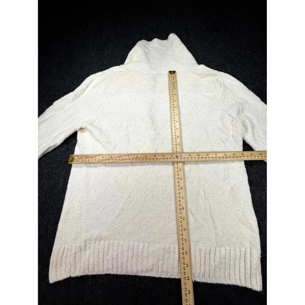 NorthCrest Classic Sweater Women XL Ivory Knit Shawl Collar Three Button Placket